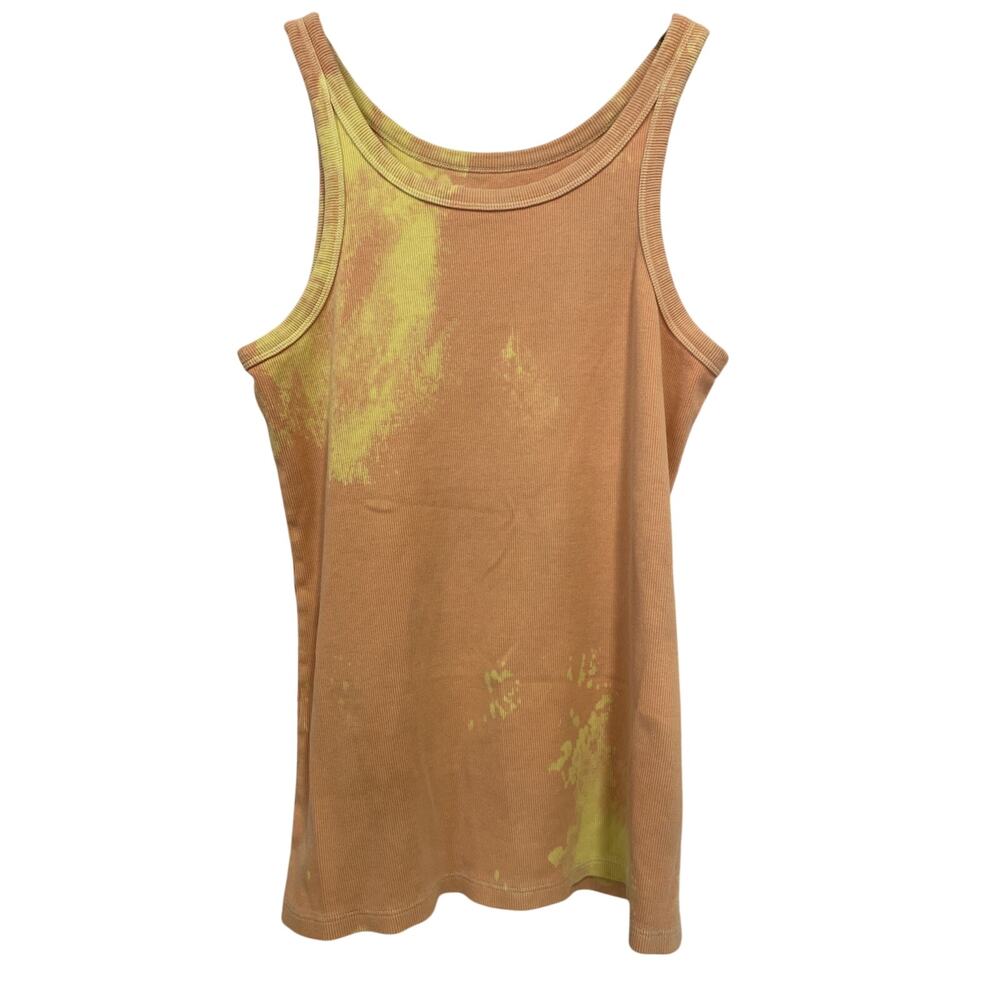 Dear John Ribbed Tank Top Size Large Casual Everyday - Bleached/Tye Dye Pattern